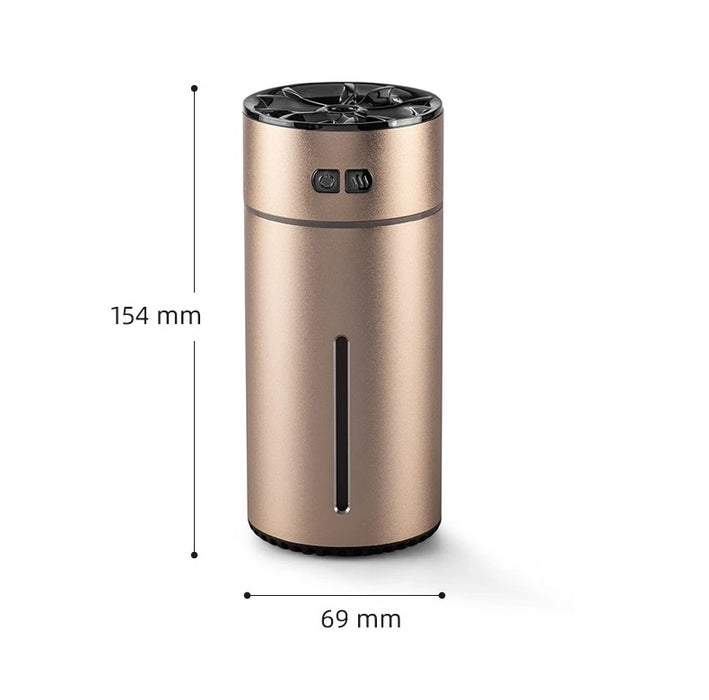 Umidificator si Difuzor de Parfum Pentru Casa sau Masina, Compact, Fara Fir, 300ml, 2W, Auriu/Negru