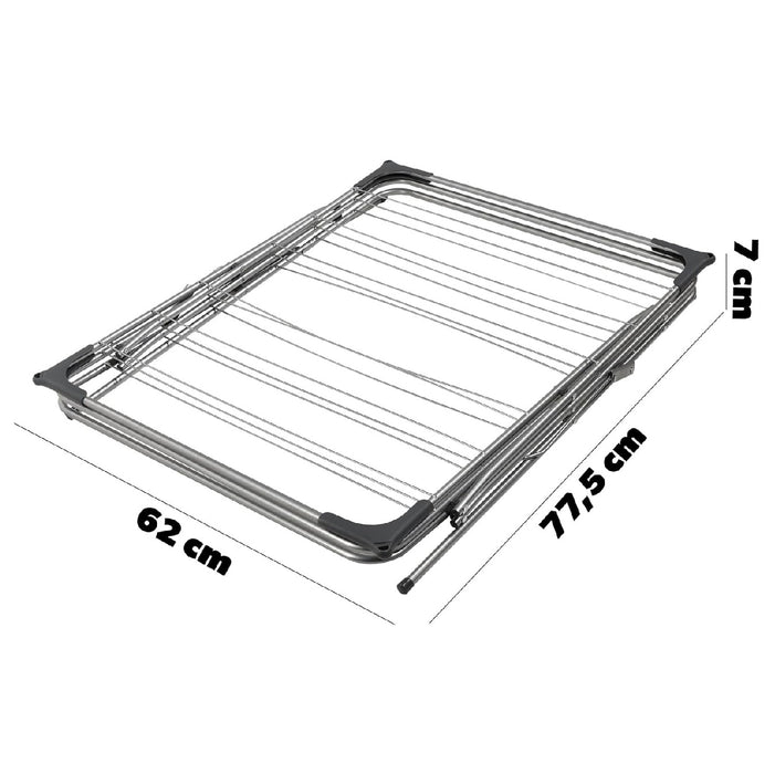 Вертикален, сгъваем, метален, 62x49x138cm, сушилня за сребърно-черна дрехи