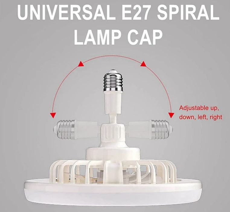 Ventilator de tavan silentios, 30W, 3 viteze, cu soclu E27/B22, lumina si telecomanda, alb-galben