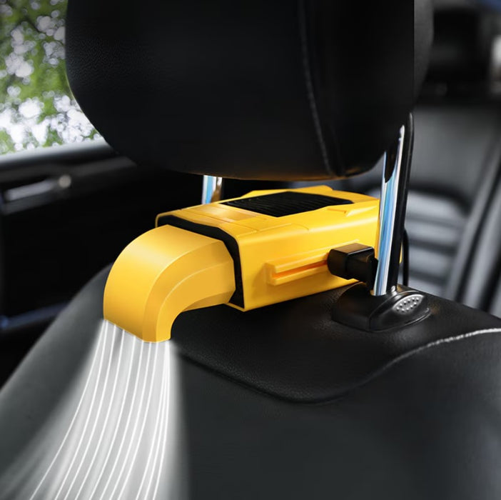 Ventilator universal pentru scaunul masinii, portabil, din ABS, cu 3 viteze, 19x3.5x3.5 cm, galben