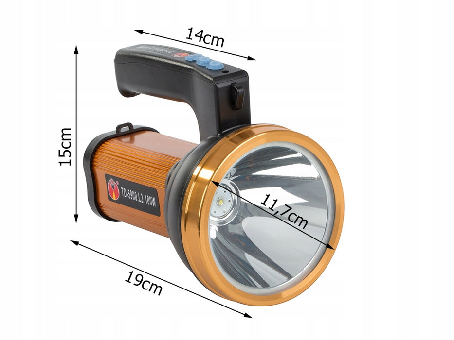 Lanterna LED TD-5900, Putere 100 W, Raza iluminare 500m, cu functie de incarcator