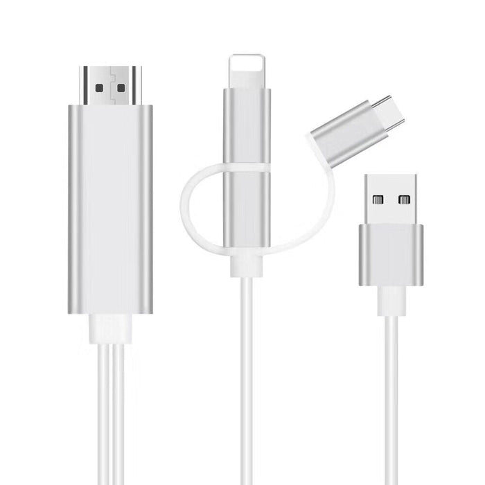 3in1 adapter, a HDMI-től a Lightning/MicroUSB/USB-C-ig, 4K lejátszás, kábelhossz 2M