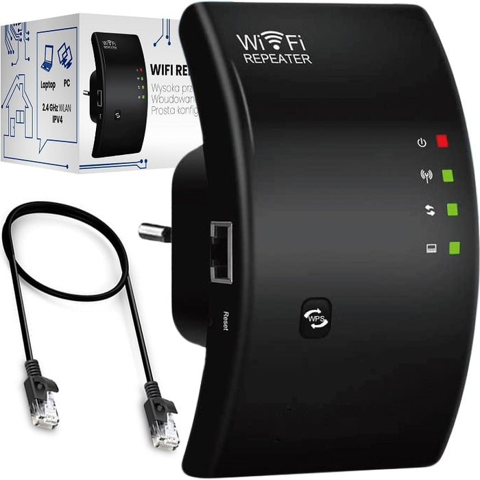 Amplificator semnal Wireless, WiFi Repeater/Range Extender 300 Mbps, Negru