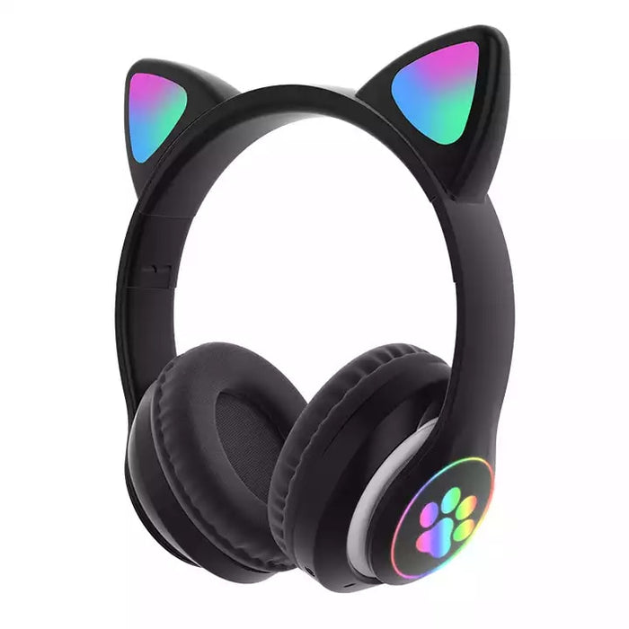 Τα πτυσσόμενα ασύρματα ακουστικά με LED φωτίζονται αυτιά γάτας, Bluetooth 5.0, στερεοφωνικό