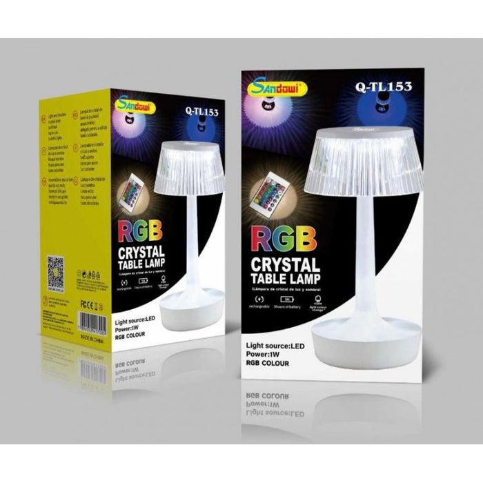 Lampa de masa, veioza decorativa cu LED RGB si telecomanda, alba