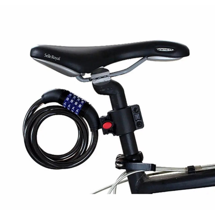 Cablu antifurt pentru bicicleta, cu cifru, din otel, de 1m, cu suport de atasare inclus