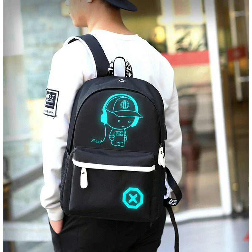 Rucsac Music Boy Design, Ghiozdan Smart, Fosforescent - 1 | YEO