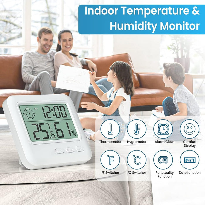 Θερμόμετρο και υγρόμετρο κάμερας, με ψηφιακή οθόνη LCD, λευκό