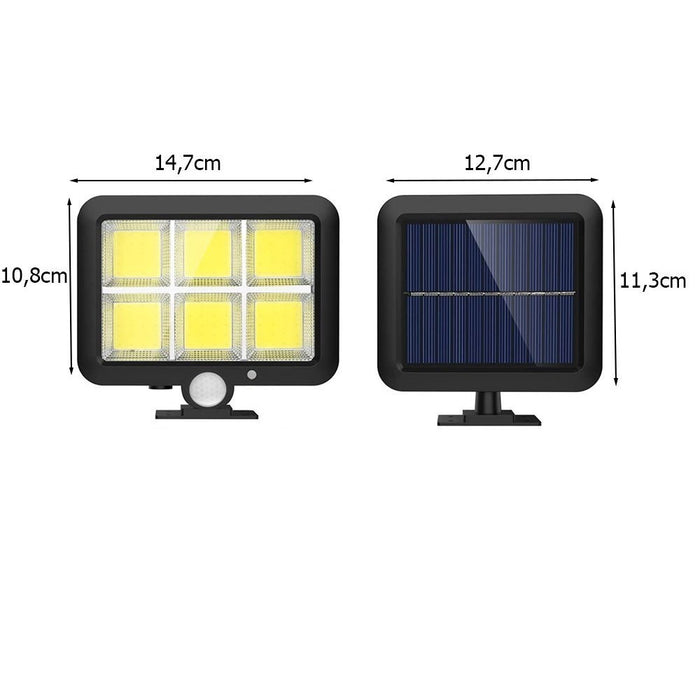 Комплект 3 x слънчева лампа 120 COB светодиоди, мощност 30W, сензор за светлина/движение