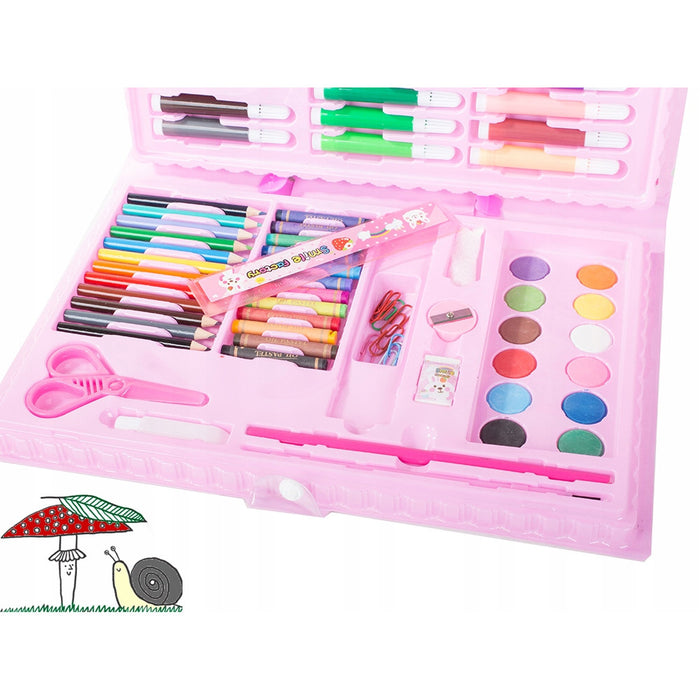 Комплект рисуване и рисуване за деца 86 парчета, розова кутия