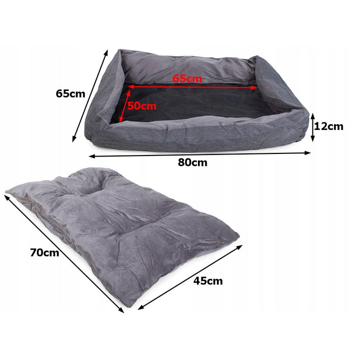 Αδιάβροχο κρεβάτι σκυλιών XL, αφαιρούμενο στρώμα, γκρι, 80x75x12cm