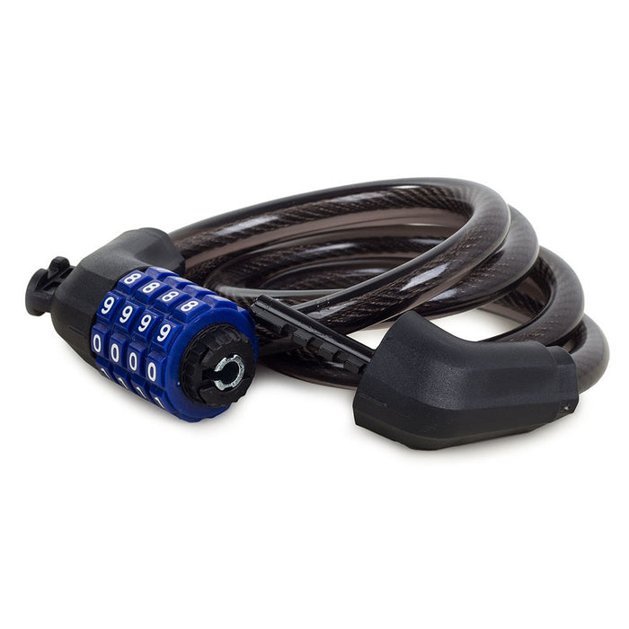 Cablu antifurt pentru bicicleta, cu cifru, din otel, de 1m, cu suport de atasare inclus
