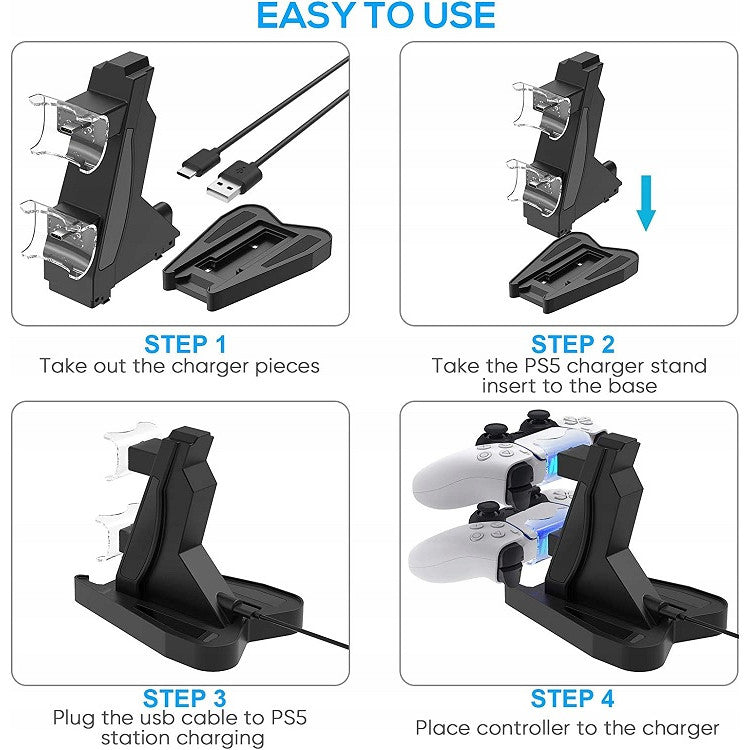 Statie de Incarcare dubla pentru controller PlayStation 5, Stand/Dock PS5 - 4 | YEO