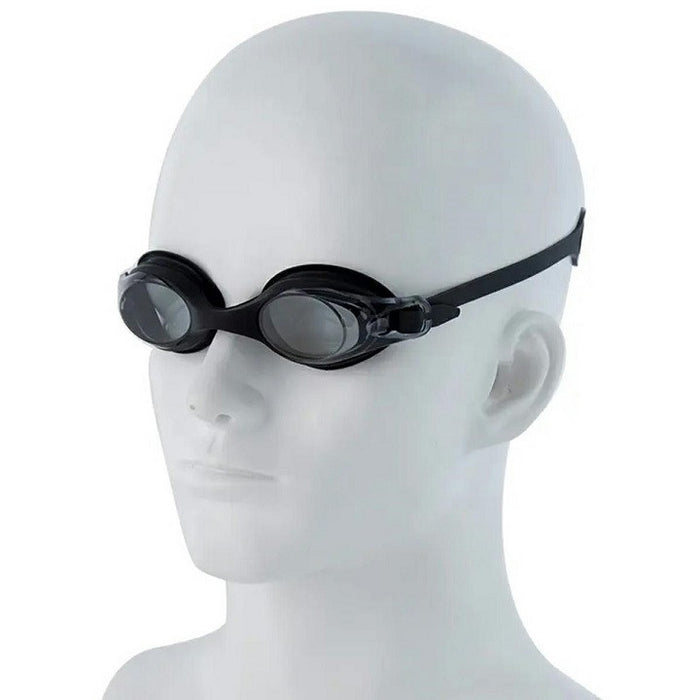 Плувен комплект, очила, тапи за уши, скоба на носа, включена пета, UV филтър, черно