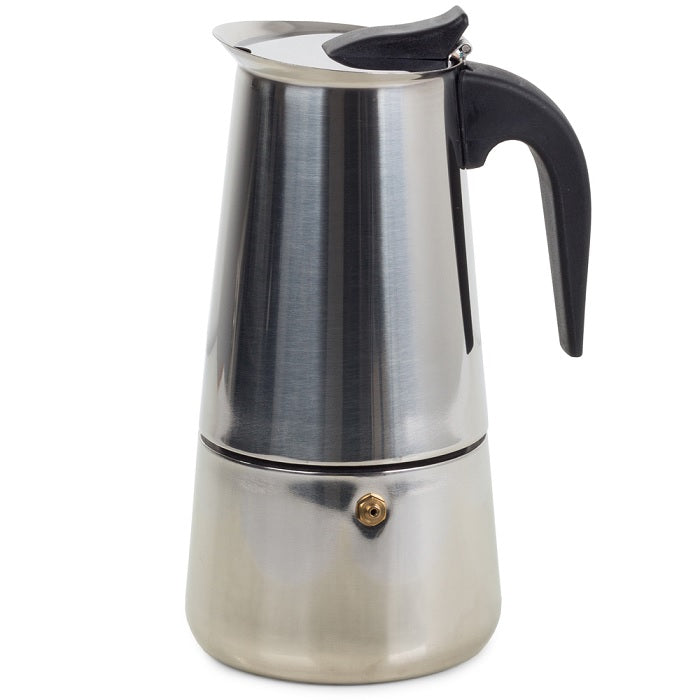 Espressor cafea pentru 9 cafele, aragaz pe gaz si electric,Inox