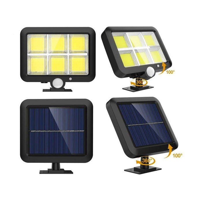 Ρυθμίστε 3 x ηλιακή λάμπα 120 LED COB, ισχύς 30W, αισθητήρα φωτός/κίνησης