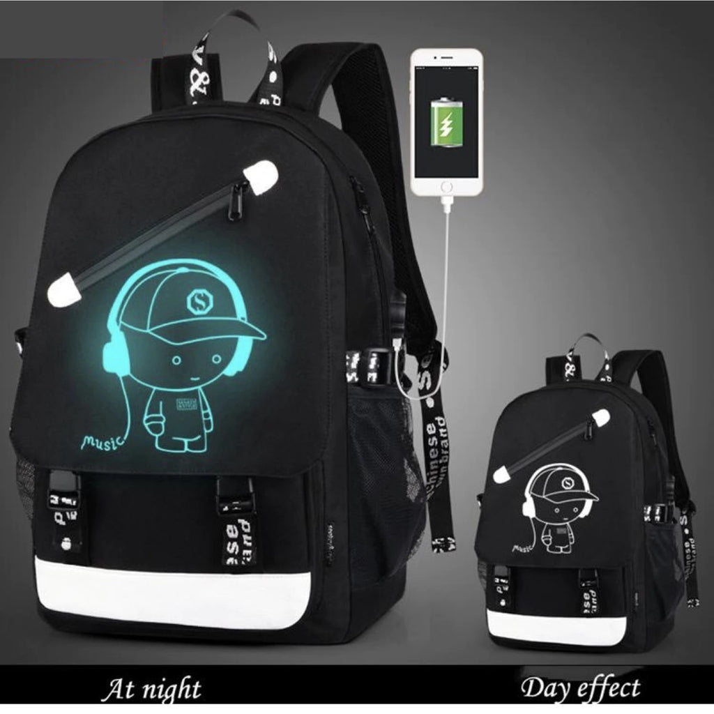 Rucsac Music Boy Design, Ghiozdan Smart, Fosforescent - 2 | YEO