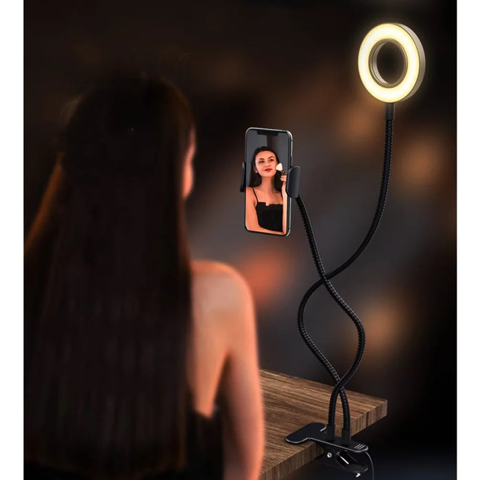 Lampa LED Selfie Ring Profesionala cu Telecomanda cu clema de prindere pentru masa
