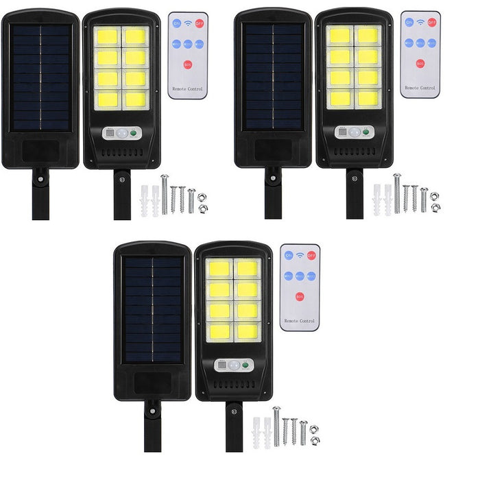 Set 3 Lampi Solare 8COB 160 LED, Senzor de Miscare, Lumina, Telecomanda