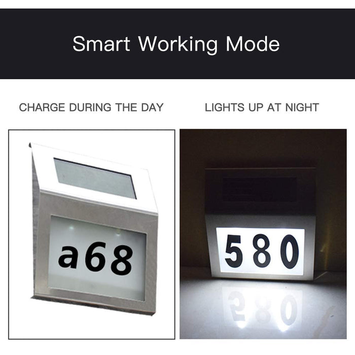 Numar LED cu incarcare solara pentru de casa, Design Modern, Gri