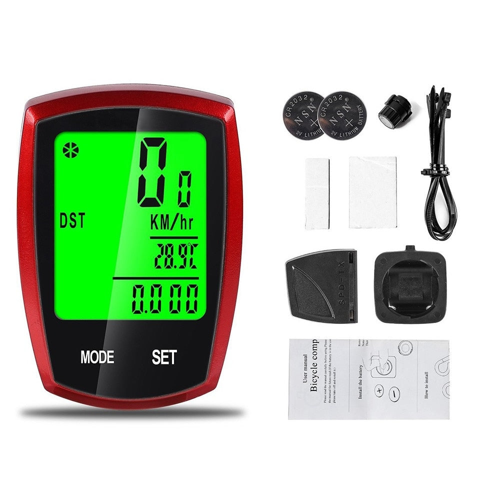 Ciclocomputer Wireless pentru bicicleta, Display LCD, 22 de Functii, Rosu - 4 | YEO