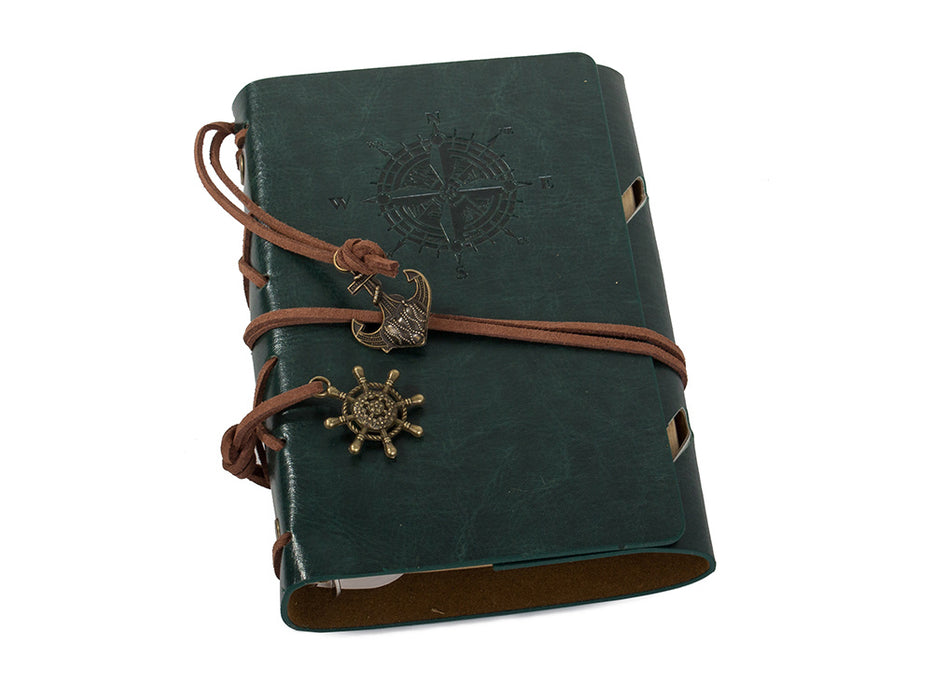 Agenda Retro/Vintage din piele Ecologica, 70 foi A6, 15 x 10 cm, Verde Inchis