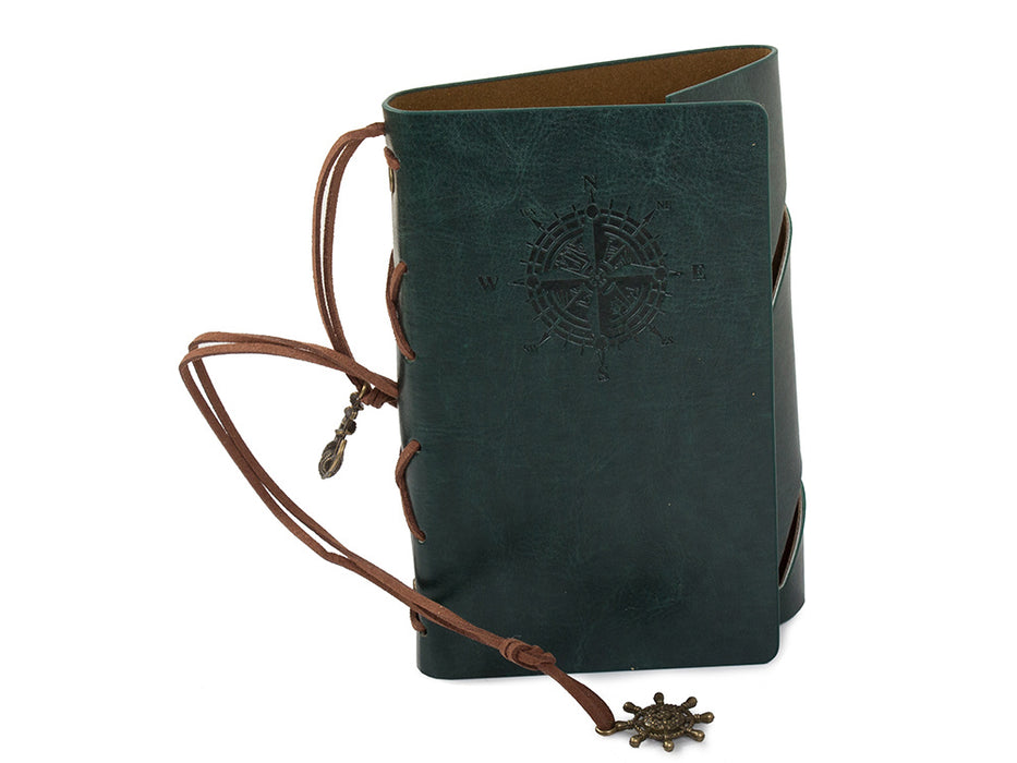 Eco -Leather Retro/Vintage Agenda, 70 Sheets A6, 15 x 10 cm, Dark Green