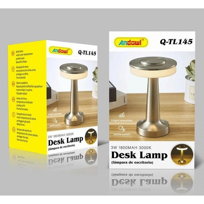 Lampa LED de Birou cu Touch, Reincarcabila, Metalica, 3 Nuante de Lumina, Aurie