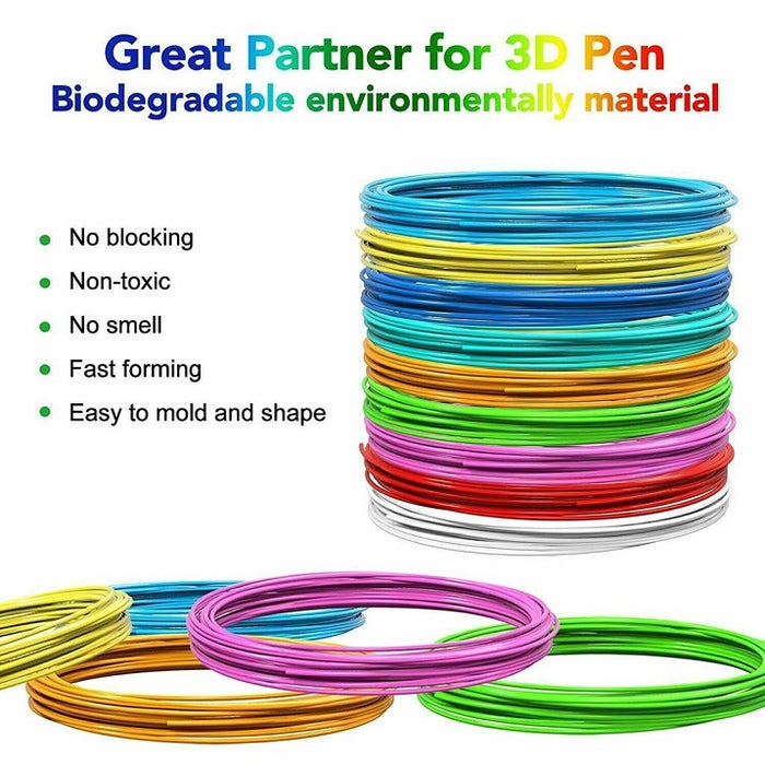 Set 10 filamente - rezerve pentru creion 3D, PLA 1.75mm, 50 metri, multicolore, universale