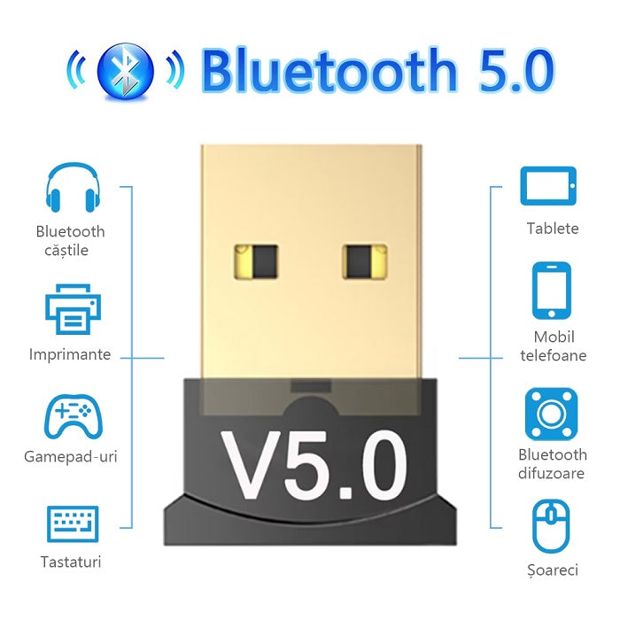 Adaptor/Dispozitiv USB Bluetooh 5.0 pentru PC/Laptop - 3 | YEO