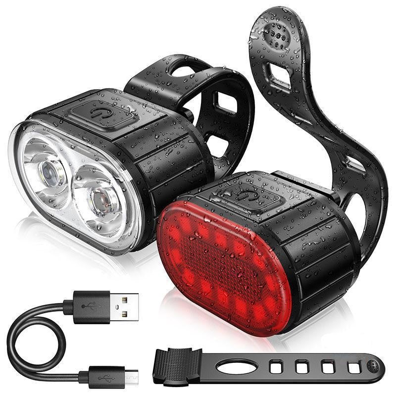 Set Lumini Bicicleta, Far si Stop LED,Negru - 1 | YEO