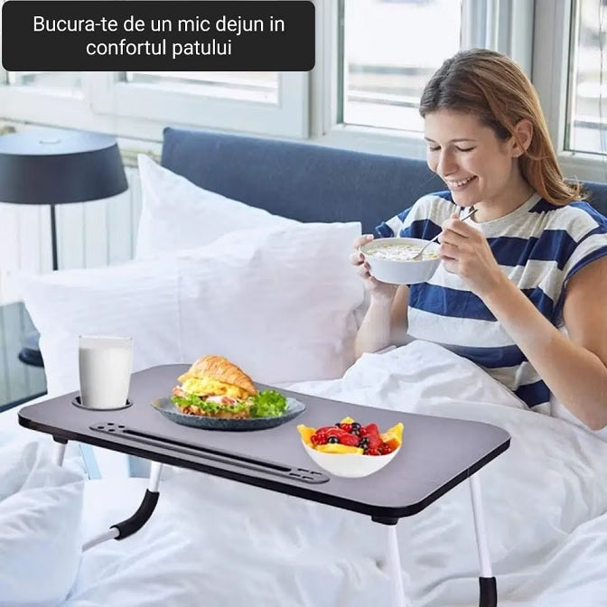 Masa pliabila multifunctionala pentru laptop sau mic dejun la pat, Gri Inchis
