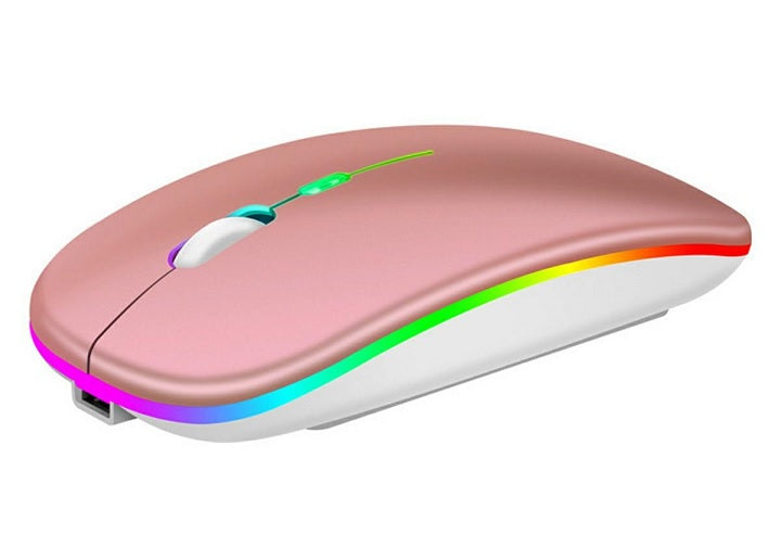 Mouse Wireless Reincarcabil, Ultra Slim, Silentios, LED RGB, Rose