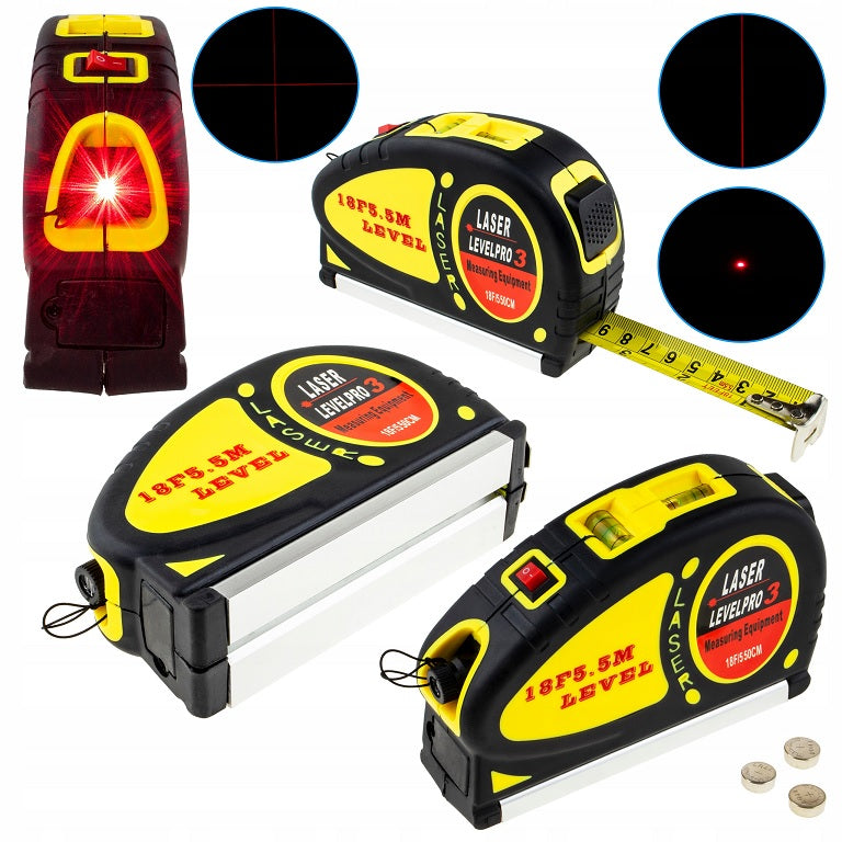 Nivela laser cu ruleta 5.5m si boloboc integrat,Galben/Negru - 1 | YEO