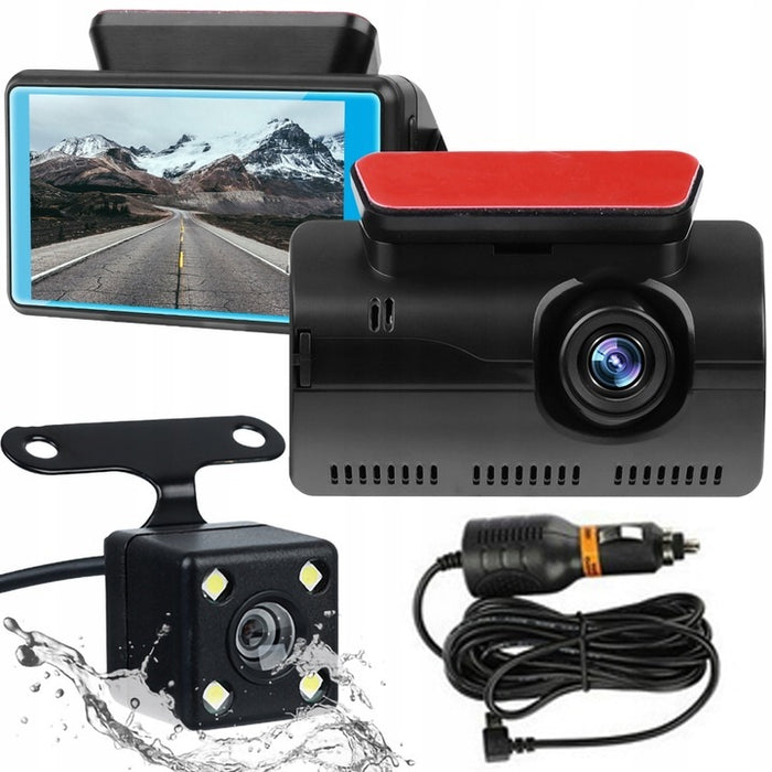 Camera Auto Dubla, Full HD + Marsarier, unghi de 140 grade si detector de miscare